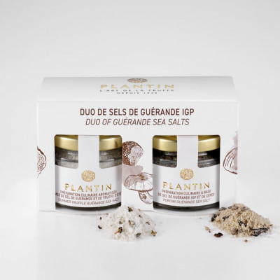 Duo of Guérande (PGI) salts flavoured with truffle and porcini