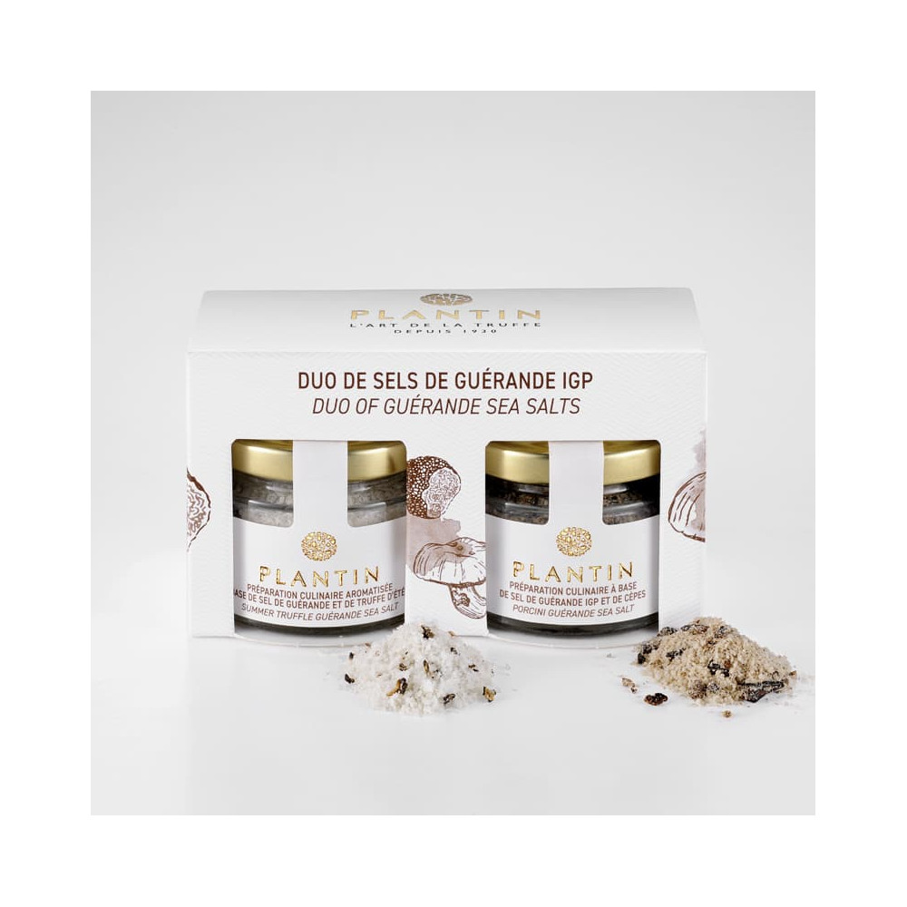 Duo of Guérande (PGI) salts flavoured with truffle and porcini