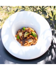 Einkorn vom Mont Ventoux mit Steinpilzen und Sommertrüffel